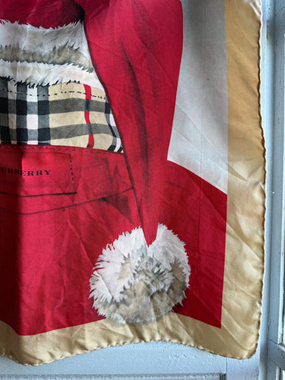 Vintage Burberry Christmas Silk Scarf — additional view 10