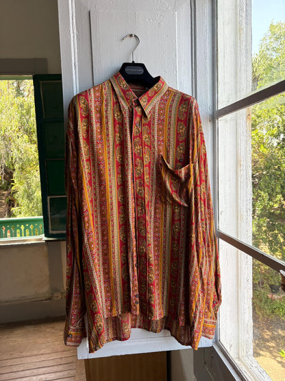 Vintage Baroque Print Button Down Shirt — detail
