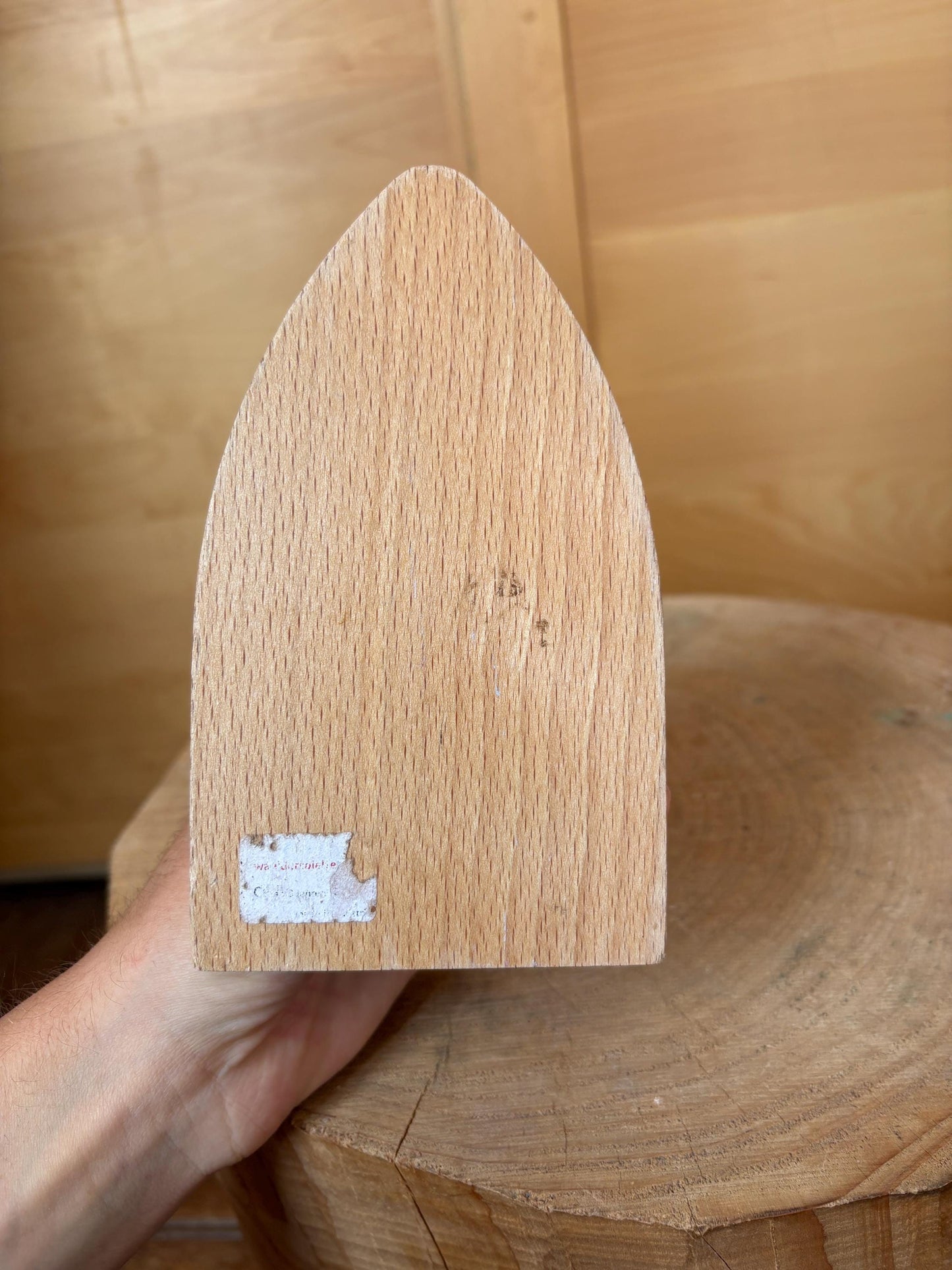 Vintage Wooden Toy Iron For Kids — back view