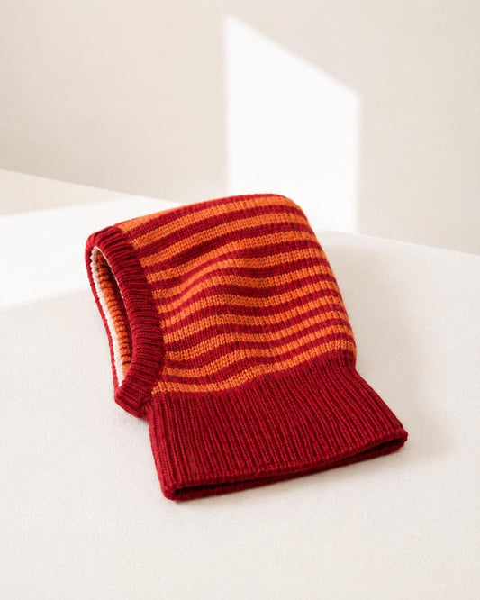 Red Wool Balaclava, Kids Merino Cotton Lined Winter Hood, Germany