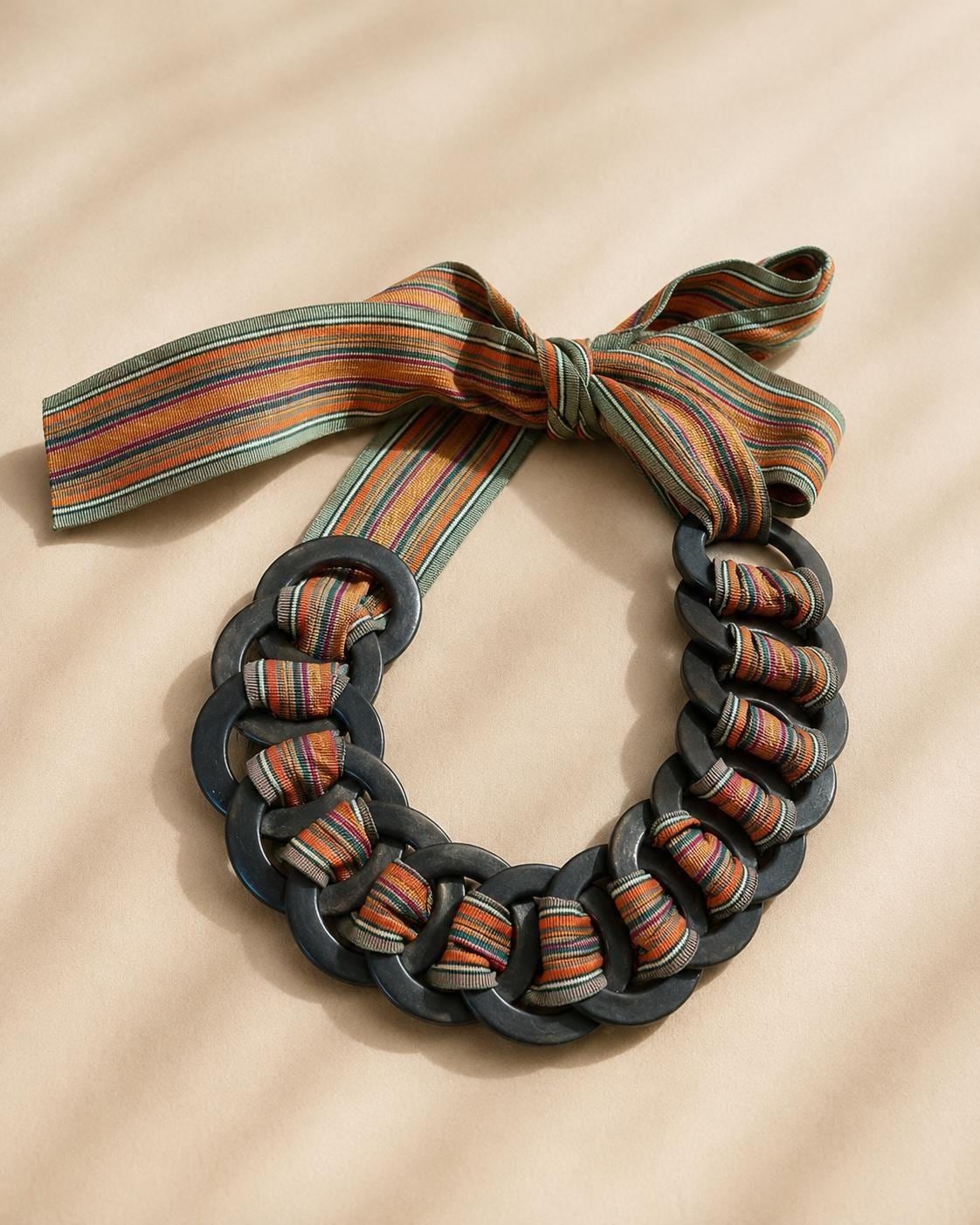 Vintage Striped Boho Tie Belt