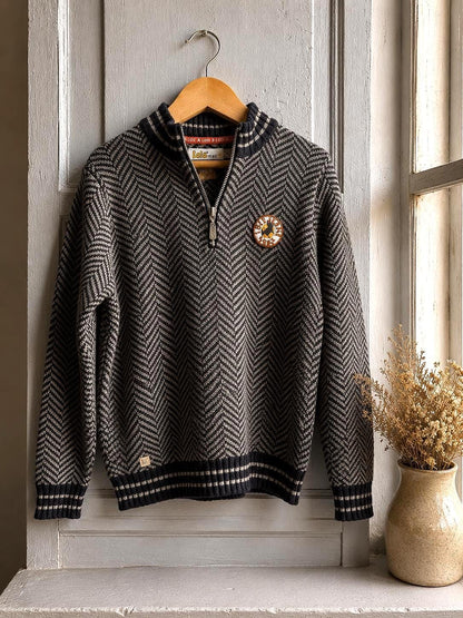 Chevron Knit Jumper For Kids In Grey
