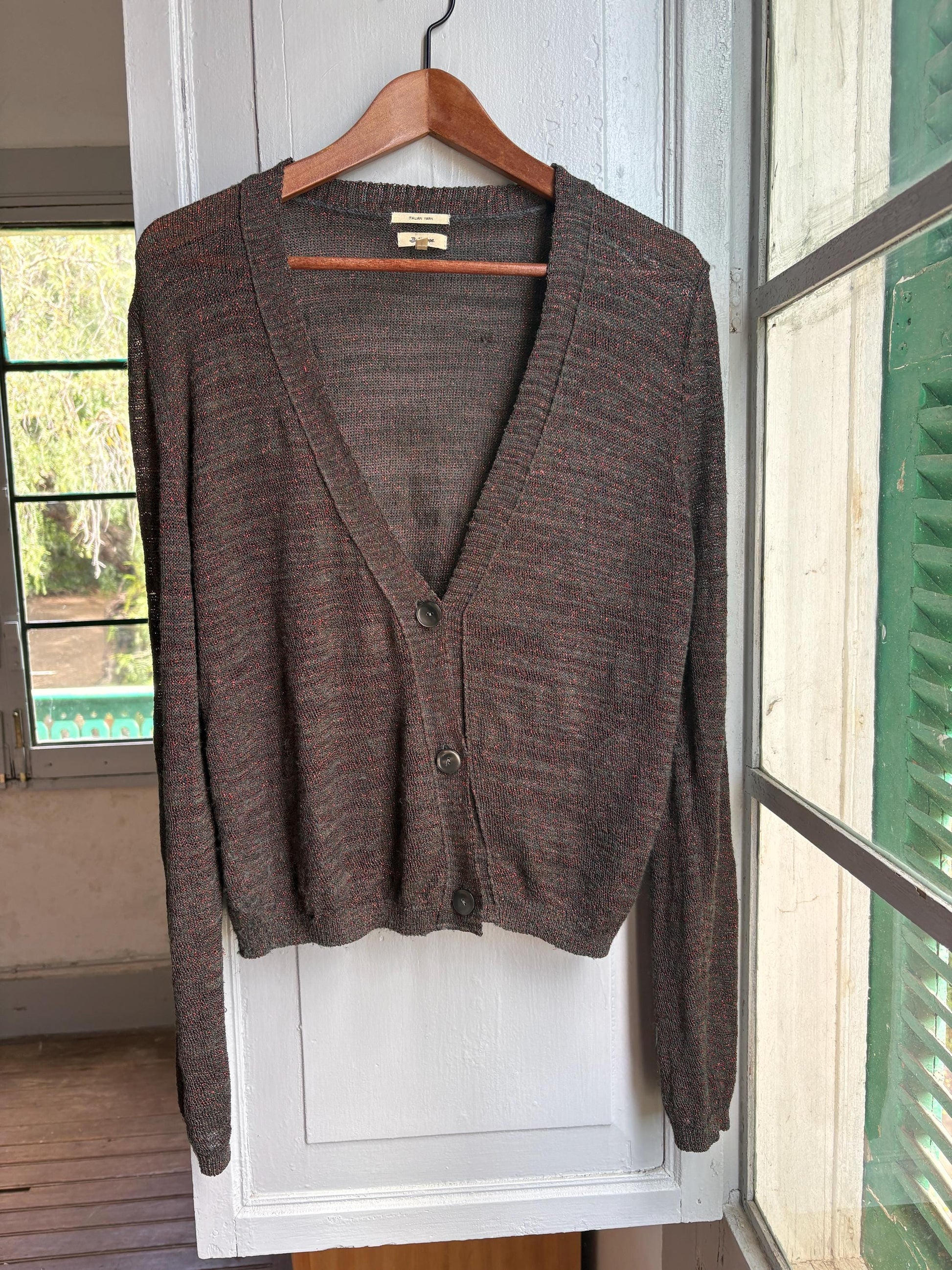 Sparkly Italian Yarn Cardigan — detail