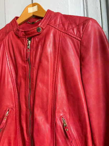 Red Lamb Leather Biker Jacket — additional view 7