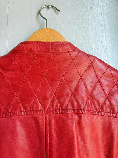 Red Lamb Leather Biker Jacket — additional view 11