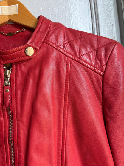 Red Lamb Leather Biker Jacket — additional view 6