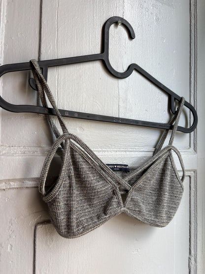 Grey Cotton Ribbed Bralette Crop Top — additional view 8