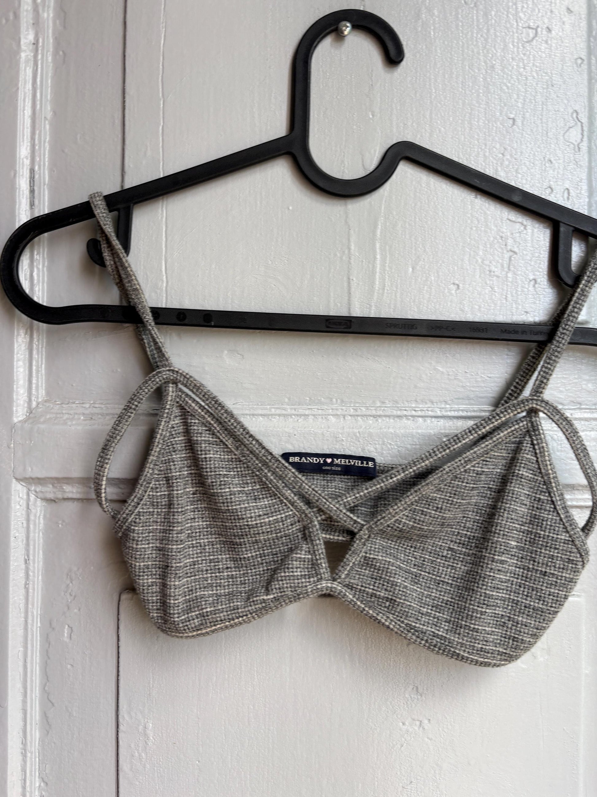 Grey Cotton Ribbed Bralette Crop Top — additional view 7