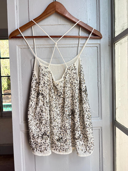 Floral Beaded Sequin Camisole Top — back view