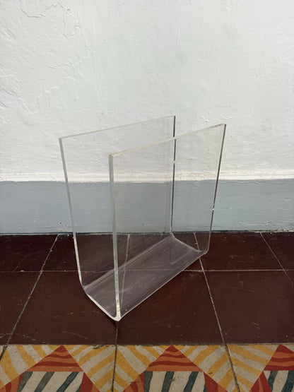 Clear Acrylic Magazine Holder — fabric close-up