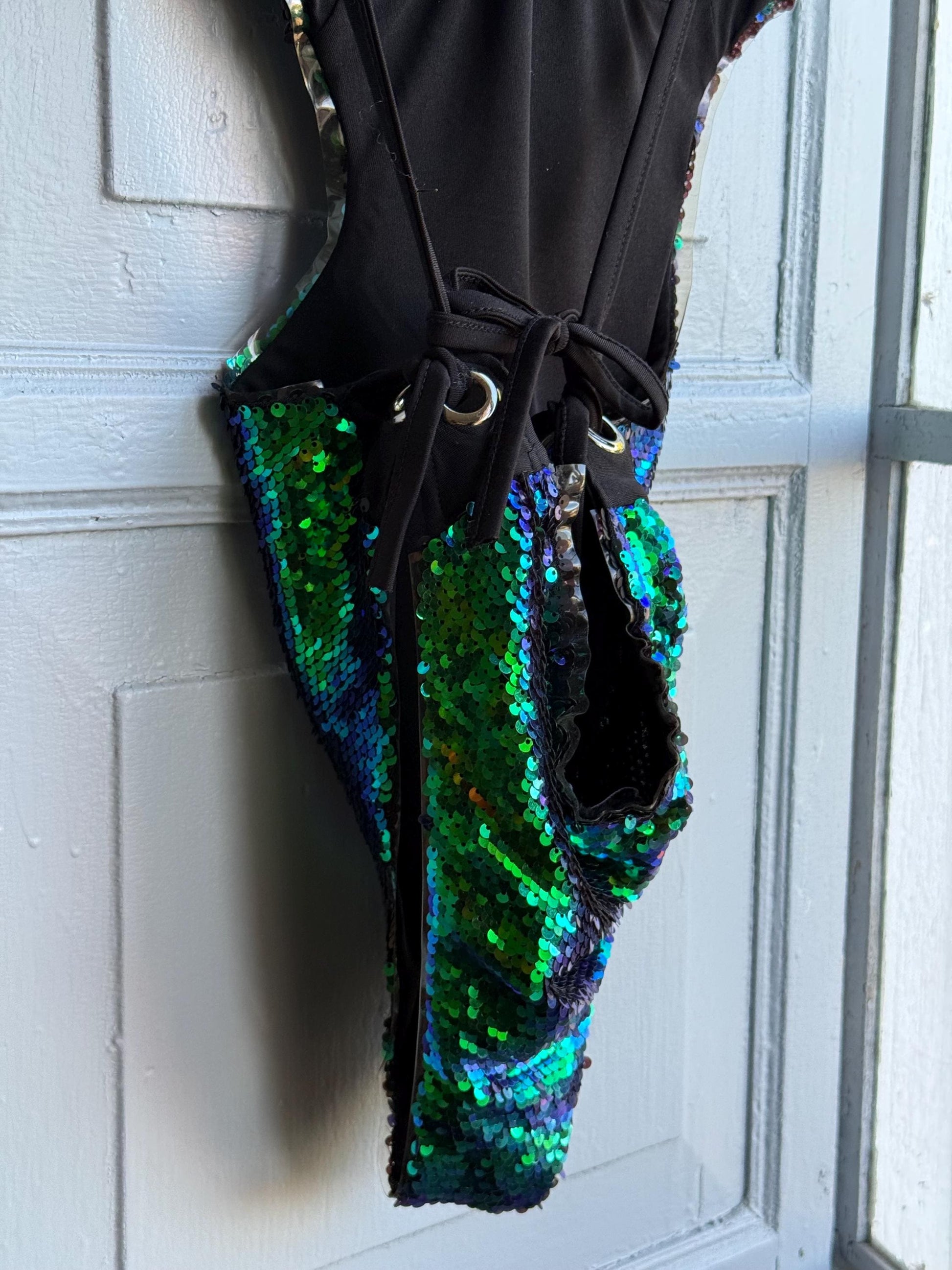 Holographic Mermaid Sequin Bodysuit — back view