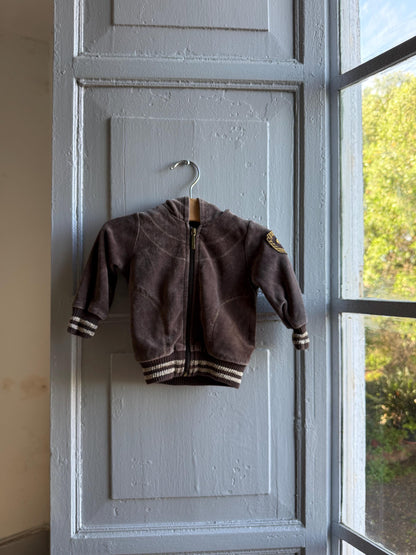 Escada Brown Velour Baby Hoodie — detail