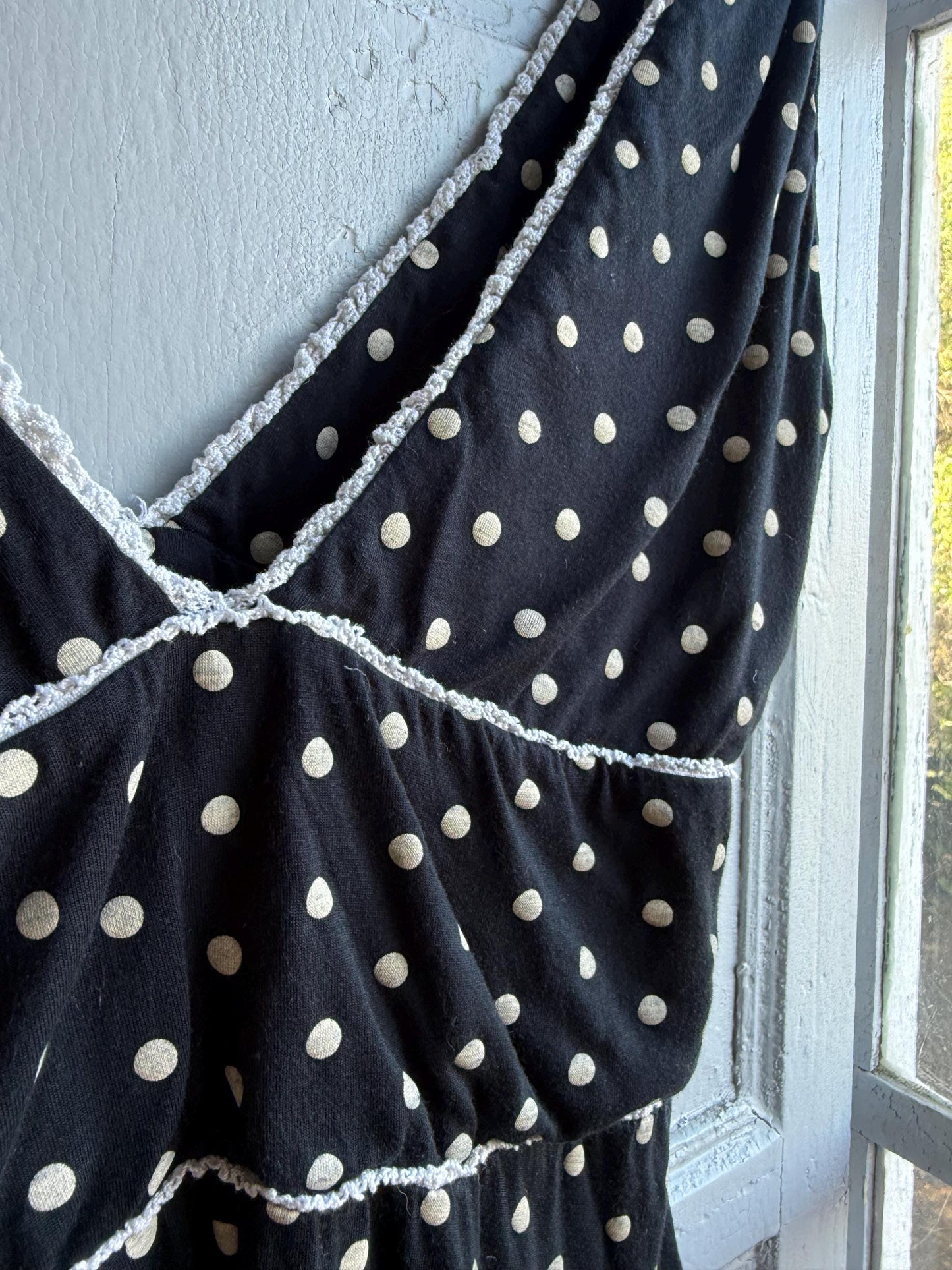 Polka Dot Deep V Tank Top — detail
