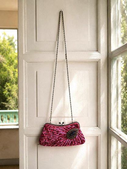 Hot Pink Sequin Evening Bag