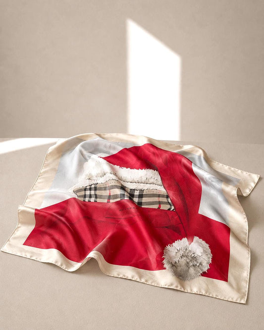 Vintage Burberry Christmas Silk Scarf