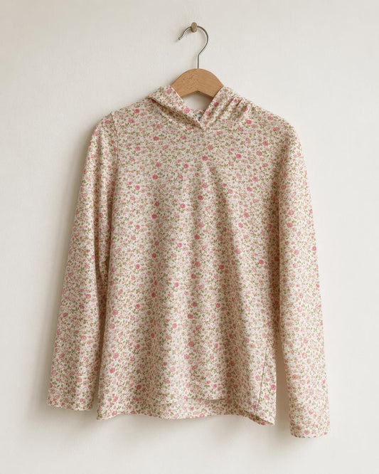 Vintage Floral Hooded Shirt For Girls