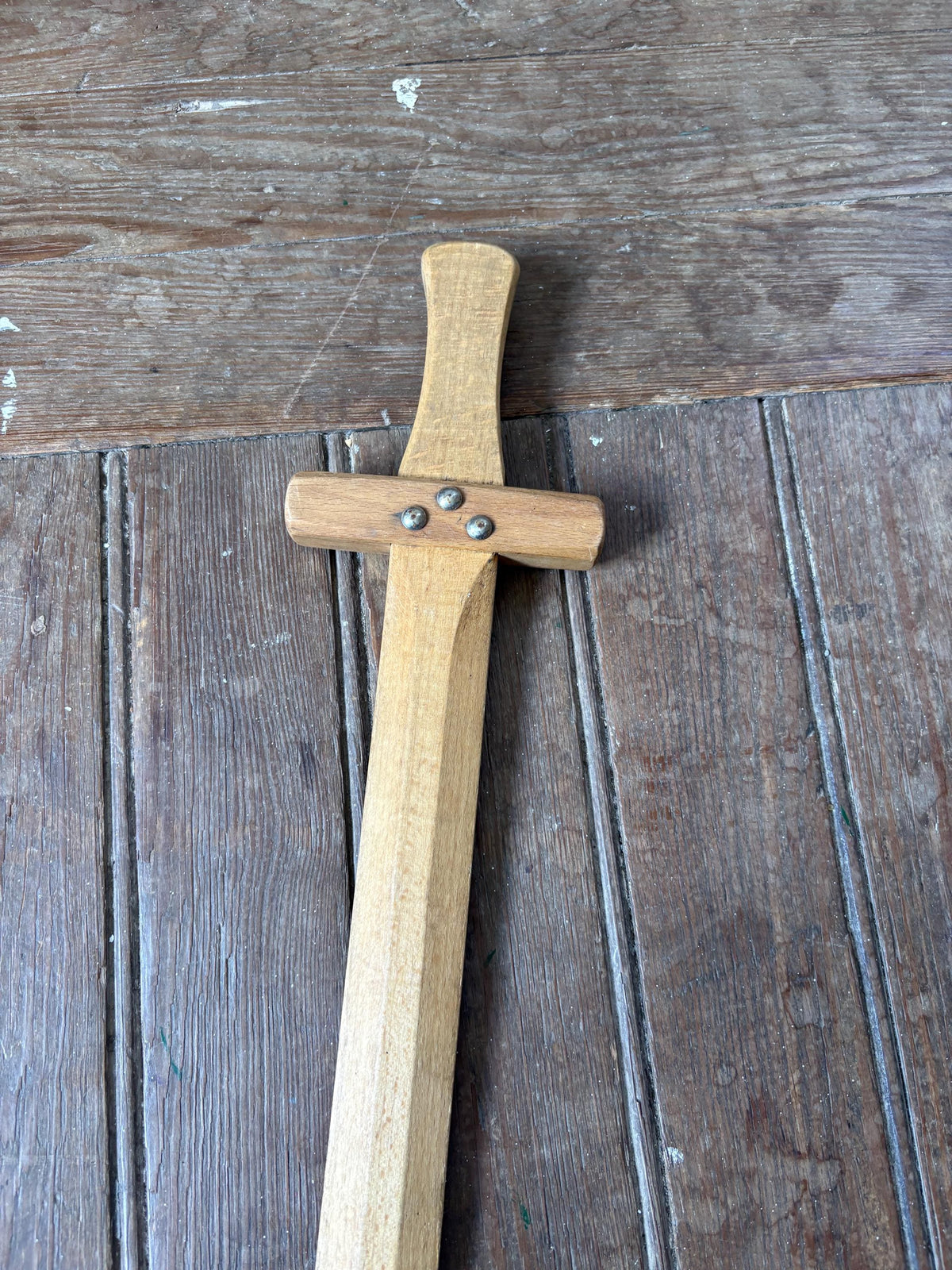 Vintage Wooden Play Sword, Montessori Eco Toy
