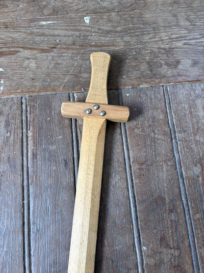 Vintage Wooden Play Sword, Montessori Eco Toy