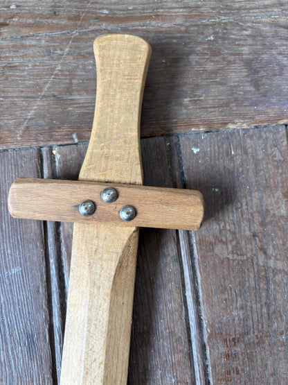 Vintage Wooden Play Sword, Montessori Eco Toy