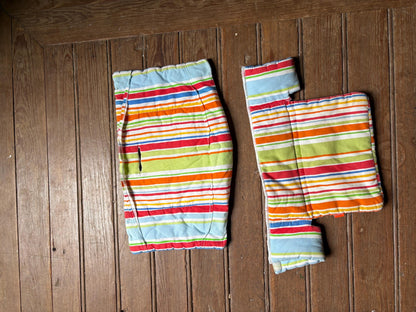 Stokke chair cushioning, striped, vibrant colors, baby carrier accessory