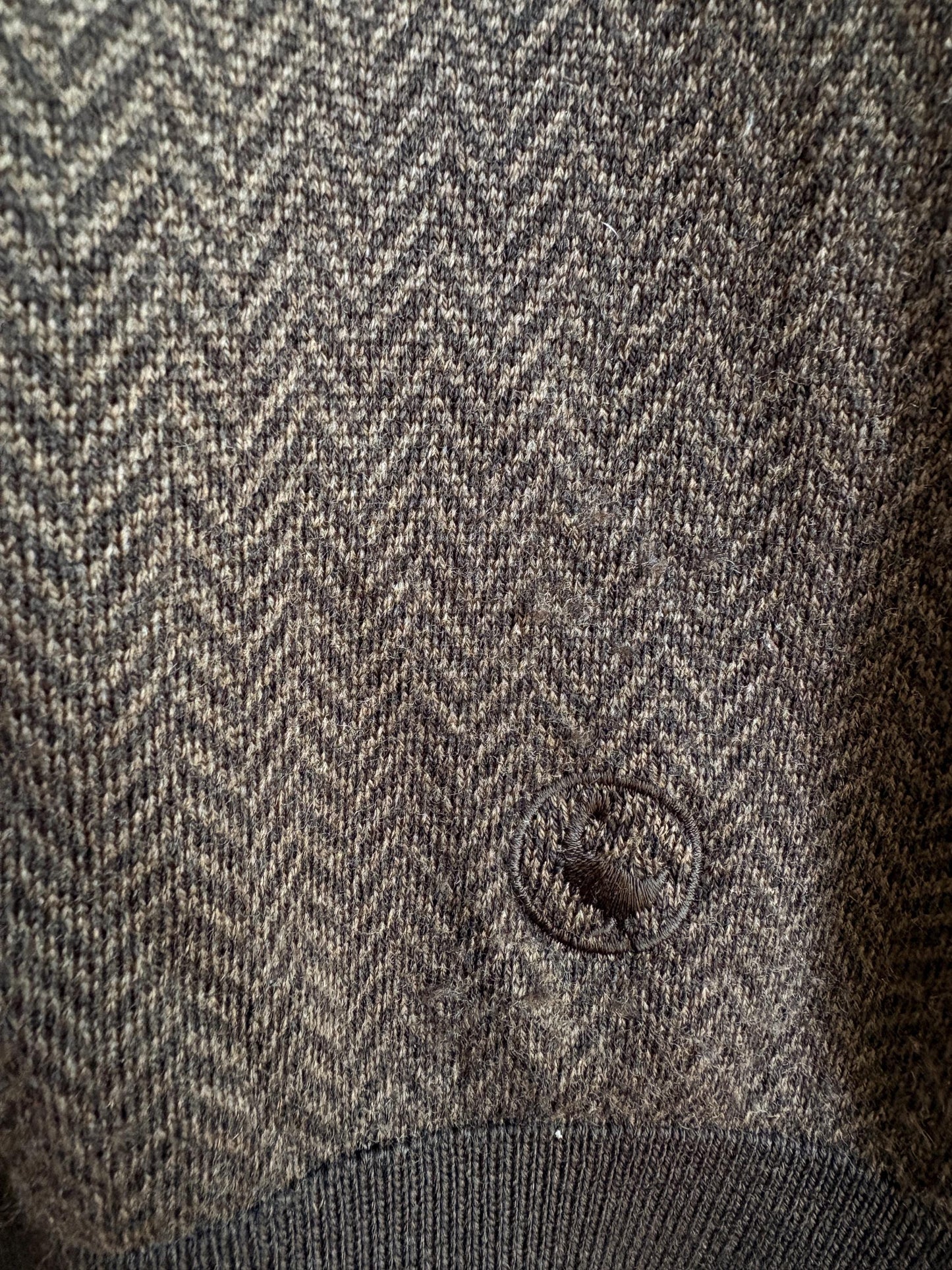 Brown Merino Wool V-Neck Jumper — additional view 6