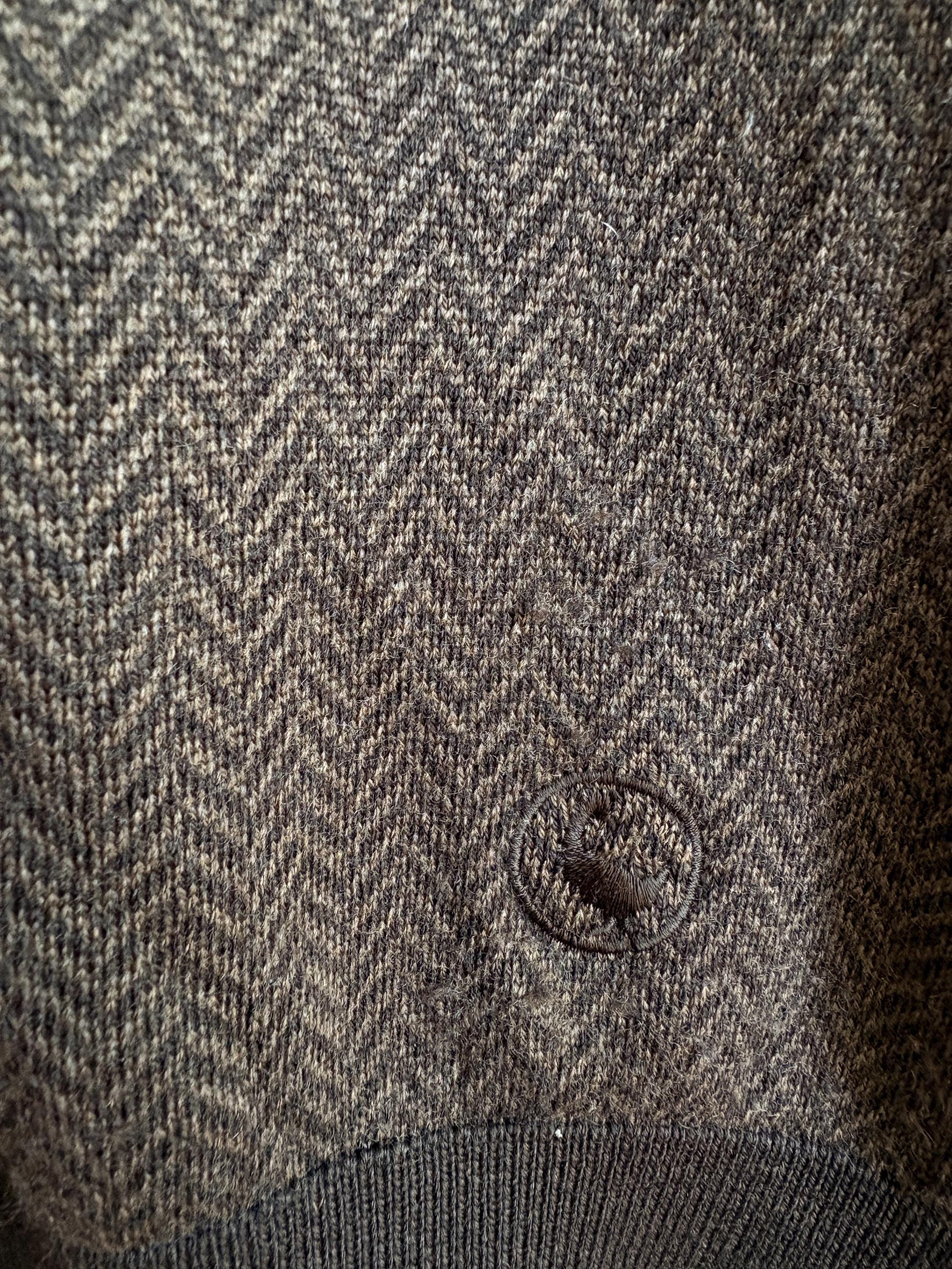 Brown Merino Wool V-Neck Jumper — additional view 6