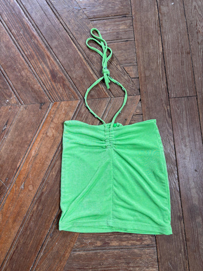 Y2K Lime Green Halter Top With Gemstone Straps — additional view 5