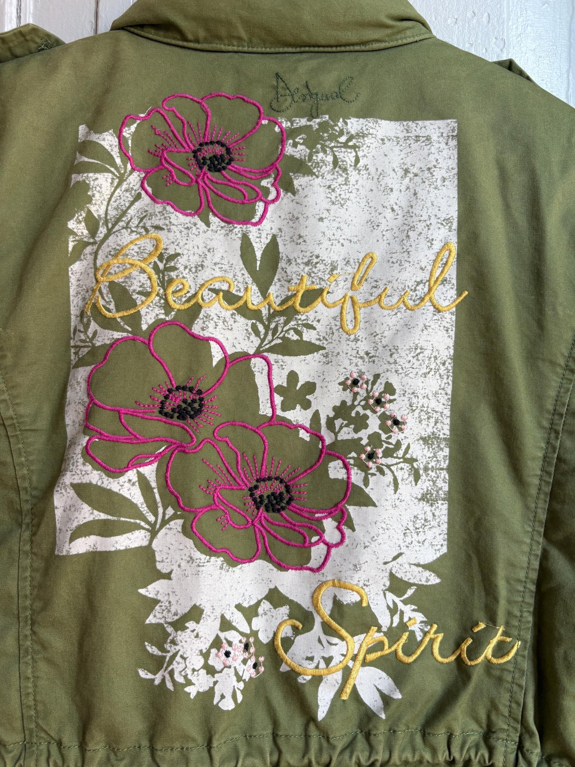 Floral Green Cotton Utility Jacket — additional view 14