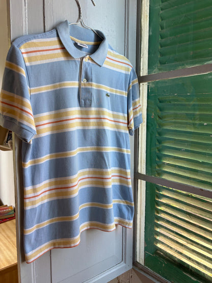 Vintage Lacoste Striped Polo Shirt in Pastel Blue — additional view 6