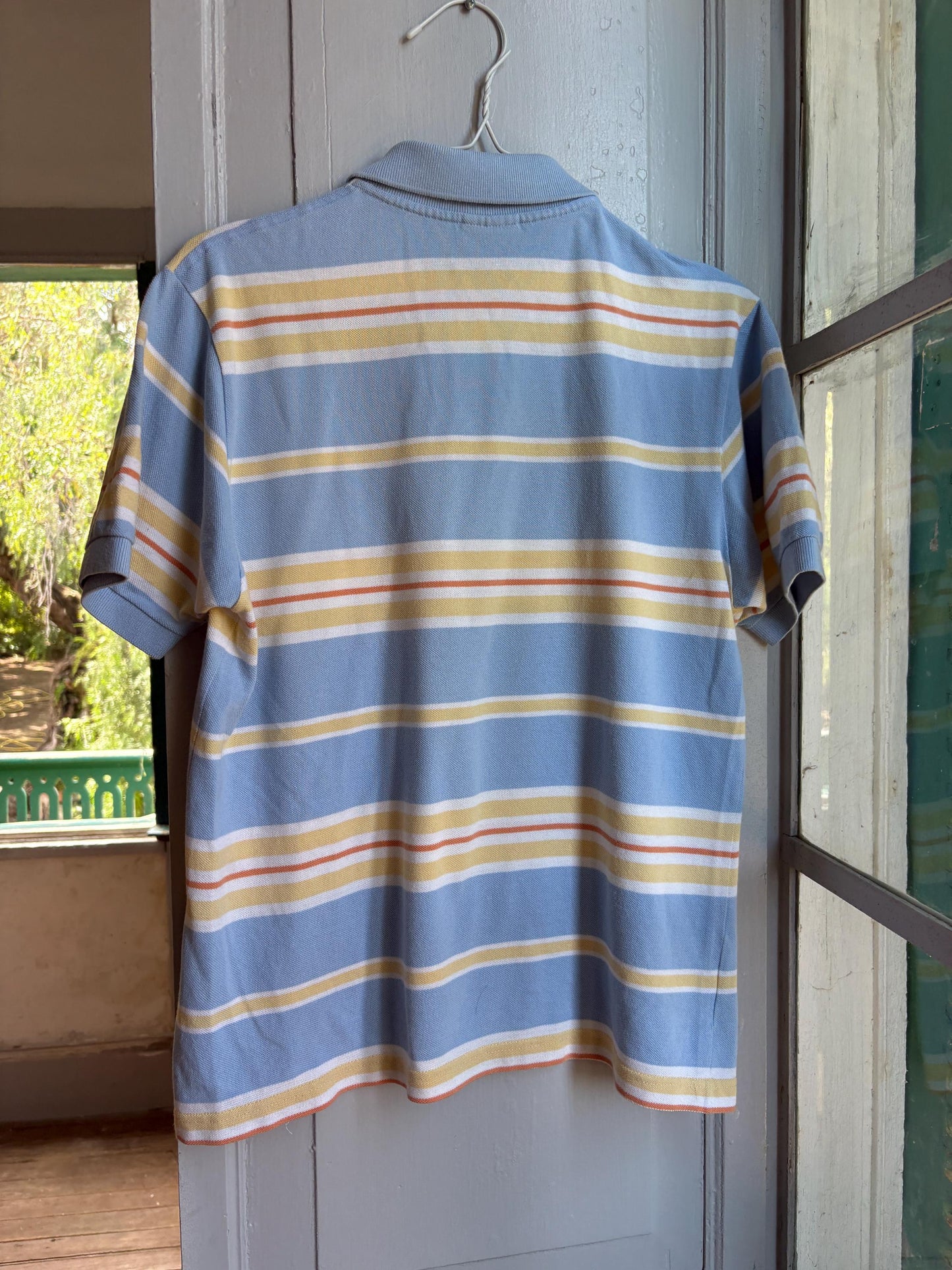 Vintage Lacoste Striped Polo Shirt in Pastel Blue — additional view 12