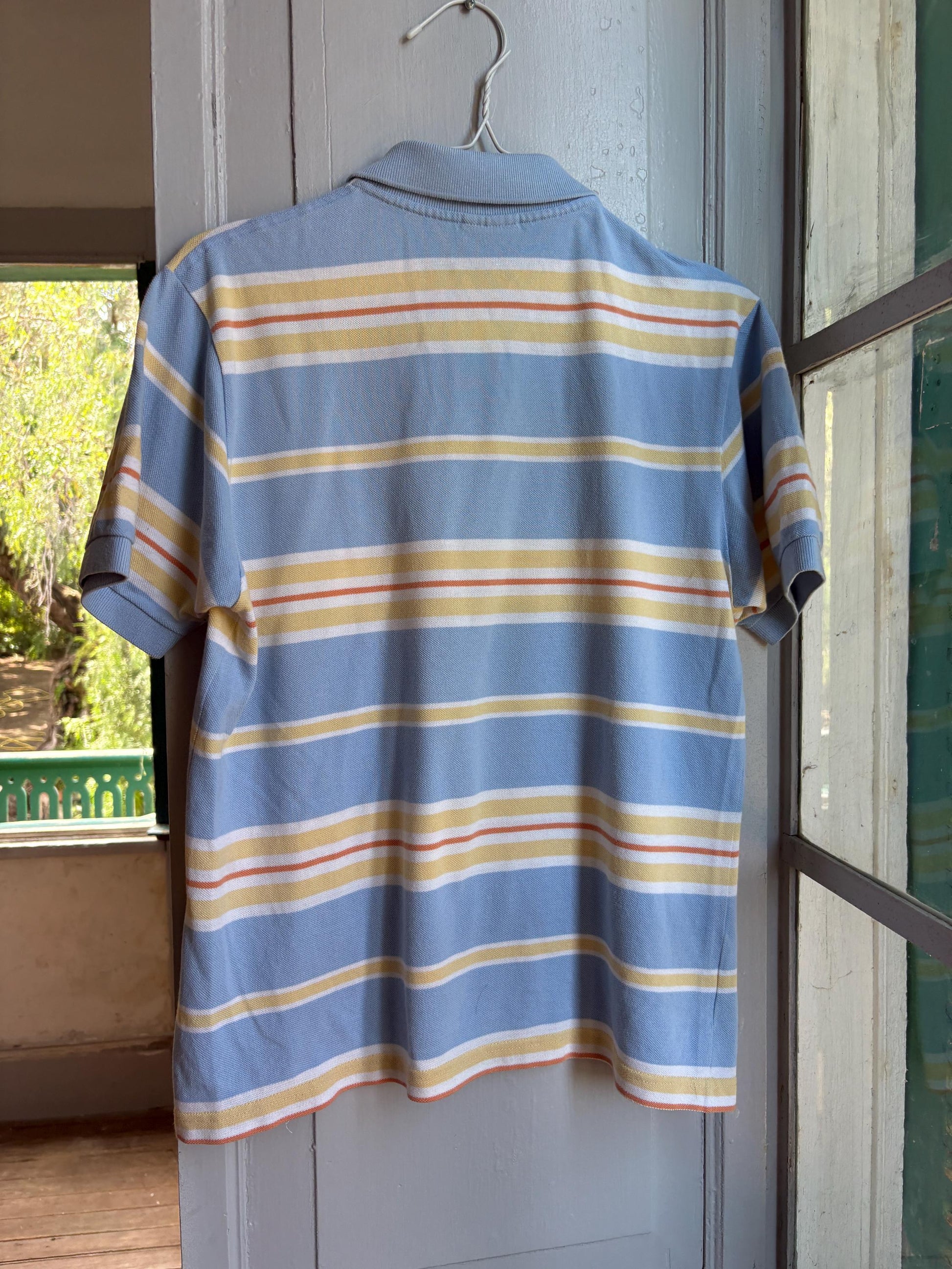 Vintage Lacoste Striped Polo Shirt in Pastel Blue — additional view 12