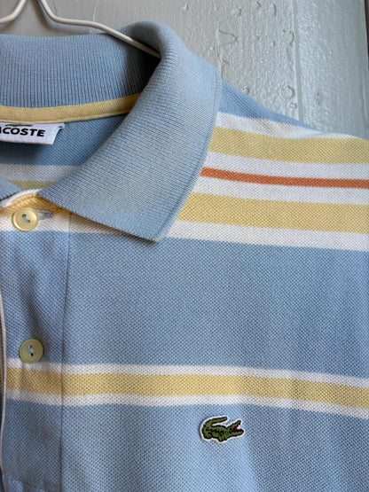 Vintage Lacoste Striped Polo Shirt in Pastel Blue — additional view 7