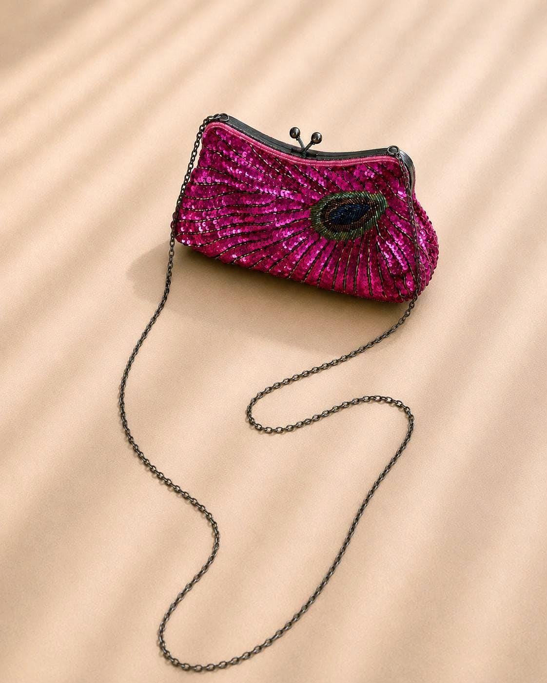 Hot Pink Sequin Evening Bag — detail