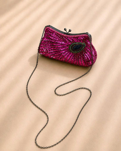 Hot Pink Sequin Evening Bag — detail