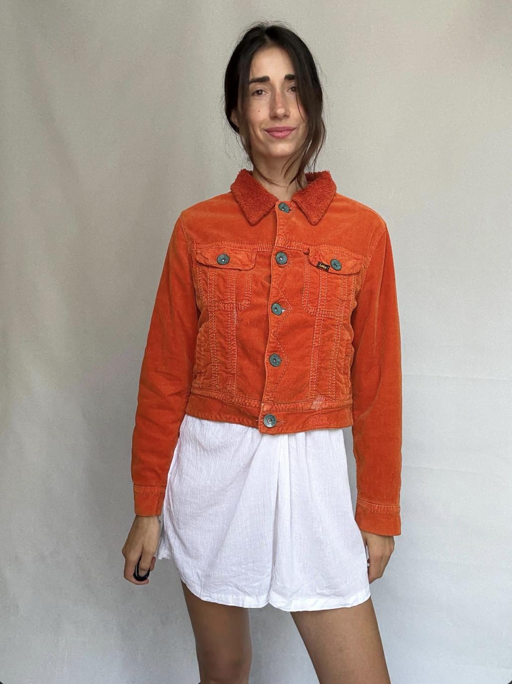 Lois orange corduroy jacket, cotton blend, US S