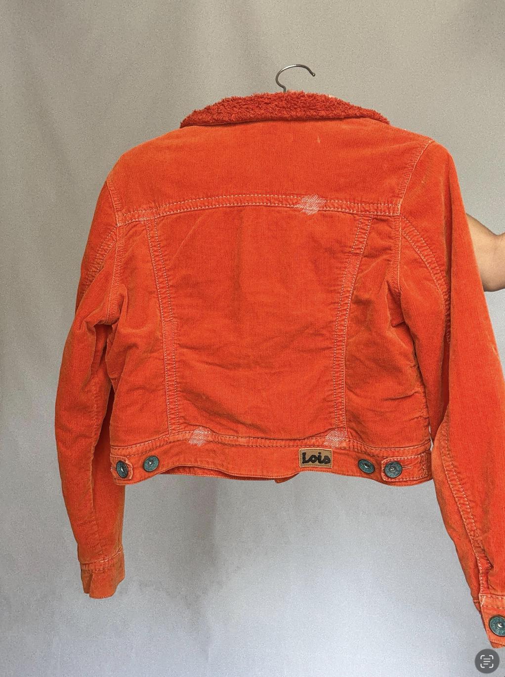 Lois orange corduroy jacket, cotton blend, US S