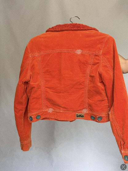 Lois orange corduroy jacket, cotton blend, US S