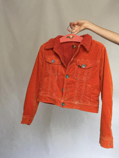 Lois orange corduroy jacket, cotton blend, US S