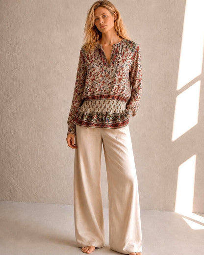 Boho Festival Tunic, Paisley Floral Beach Cover Up, Sheer Summer Blouse, Hippie Ibiza Top, Size S