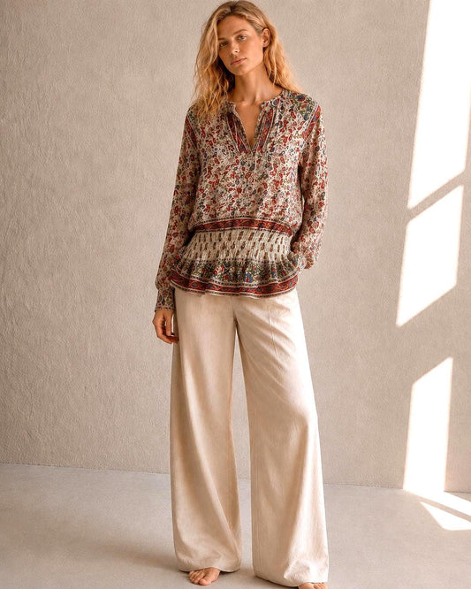 Boho Festival Tunic, Paisley Floral Beach Cover Up, Sheer Summer Blouse, Hippie Ibiza Top, Size S