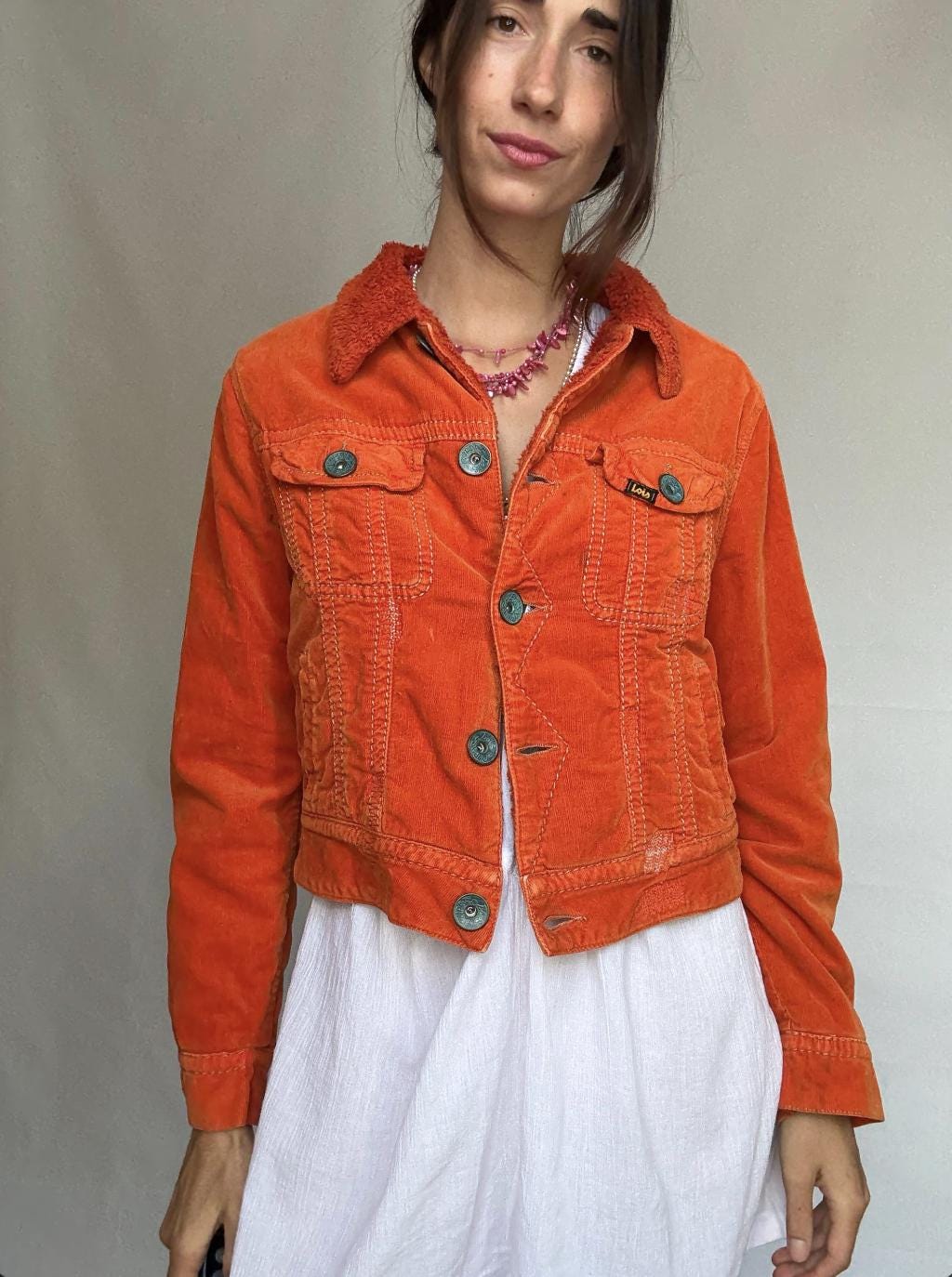 Orange Corduroy Jacket in Cotton Blend