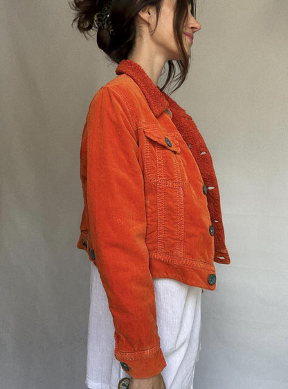 Lois orange corduroy jacket, cotton blend, US S