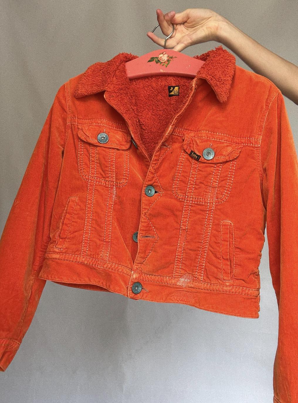 Lois orange corduroy jacket, cotton blend, US S
