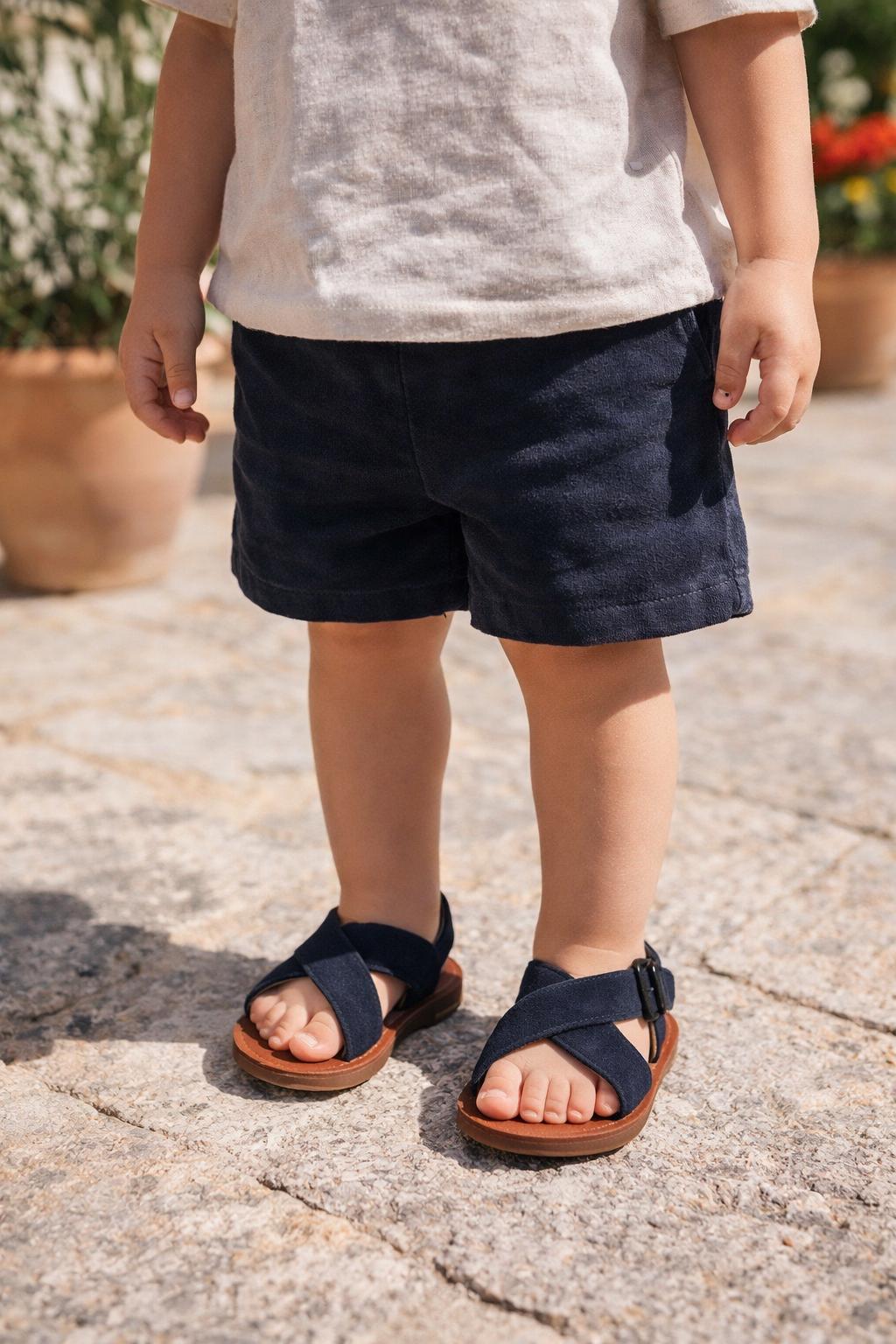 Navy suede leather sandals, Size 26 children's footwear