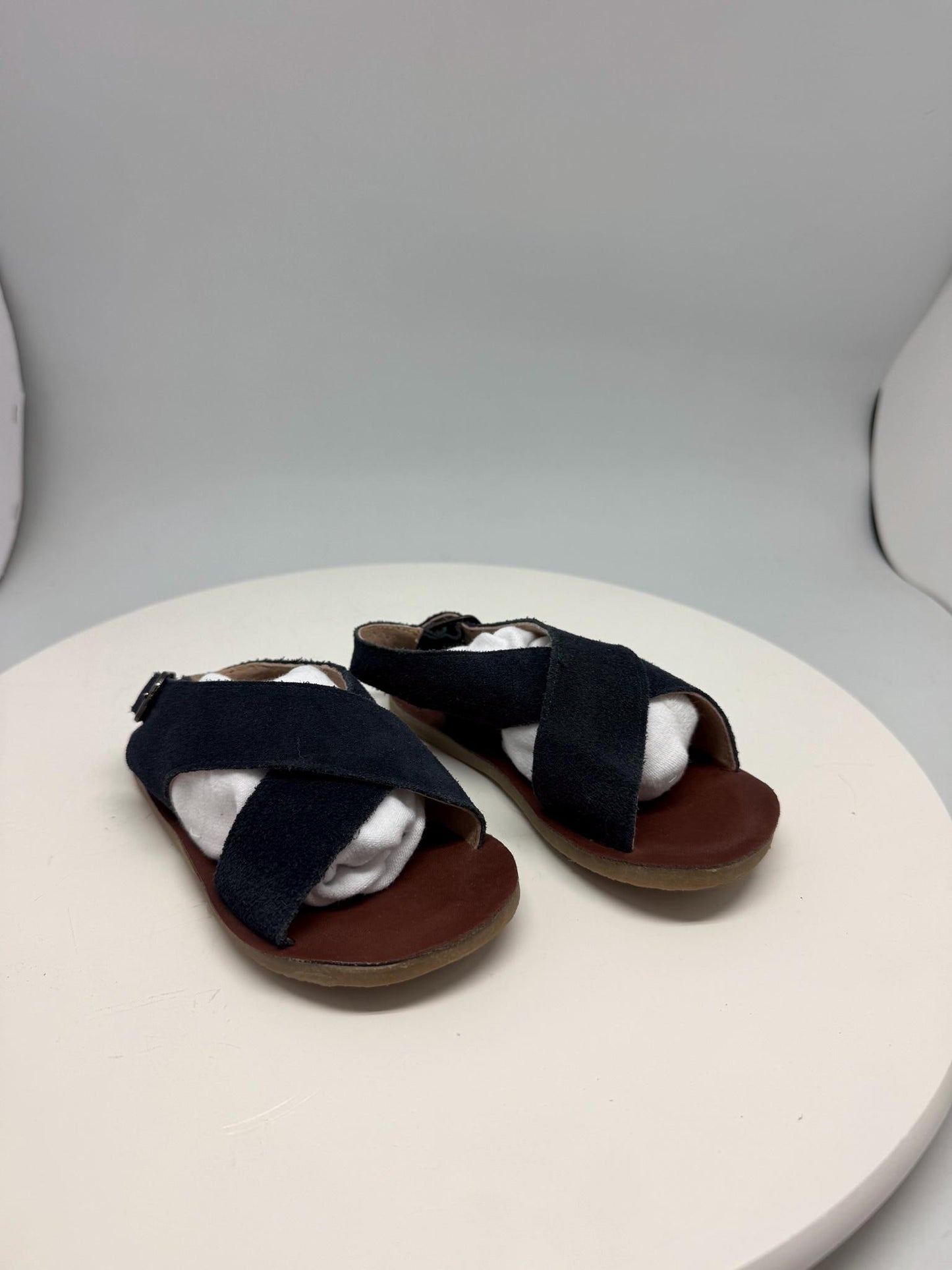 Navy suede leather sandals, Size 26 children's footwear