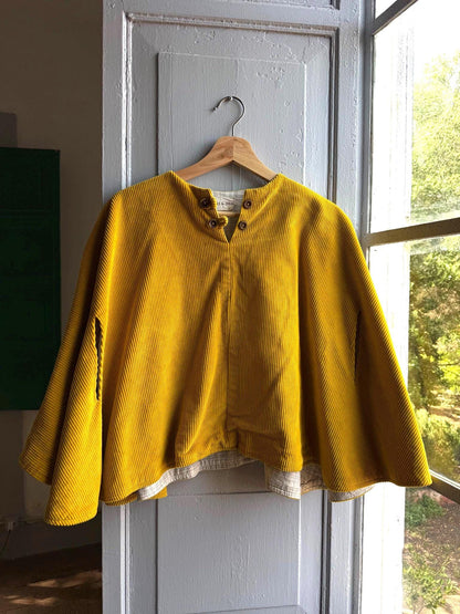 Yoli & Otis Kids Corduroy Poncho, S, Unworn Mustard Yellow cape, Waldorf Montessori clothing, Slow Fashion Cape