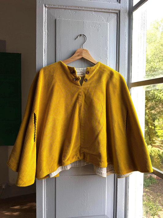 Yoli & Otis Kids Corduroy Poncho, S, Unworn Mustard Yellow cape, Waldorf Montessori clothing, Slow Fashion Cape