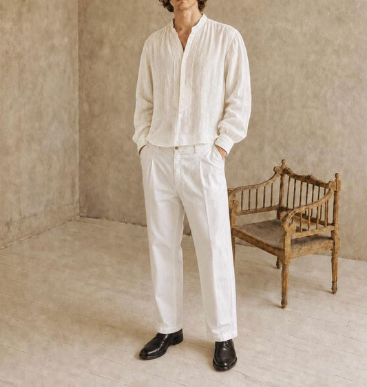 Burberry London White Cotton High-Waisted Pants
