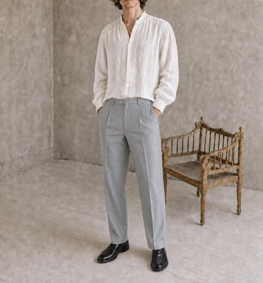Vintage Christian Dior Grey Wool Blend Trousers, Men’s W33 | Pleated Tailored Pants EU 44 | Designer Menswear