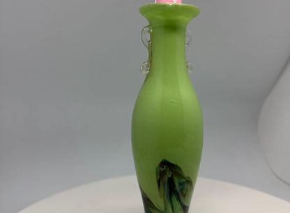 Green Glass Candle Holder, 23cm Artistic Design